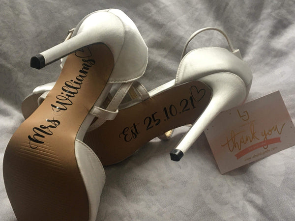 Custom Wedding Shoes Decal Name And Date Wedding Sticker Wedding Decal Bridal Shoes Decals. Mrs. Name Est. Date, something blue