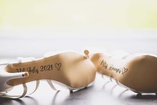 Custom Wedding Shoes Decal Name And Date Wedding Sticker Wedding Decal Bridal Shoes Decals. Mrs. Name Est. Date, something blue
