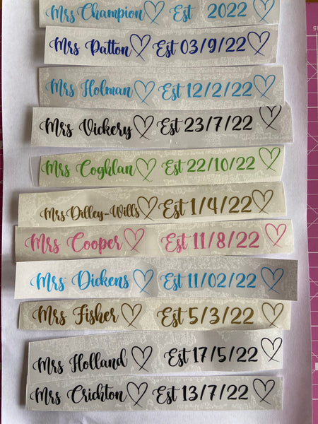 Custom Wedding Shoes Decal Name And Date Wedding Sticker Wedding Decal Bridal Shoes Decals. Mrs. Name Est. Date, something blue