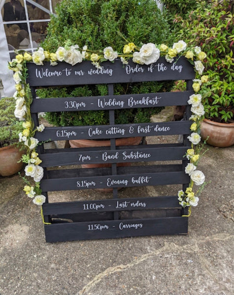 Full  order of the day 19.99 stickers 9 lines |Wedding timeline viny|wording for wooden pallet/mirror,diywedding sign pallet sign