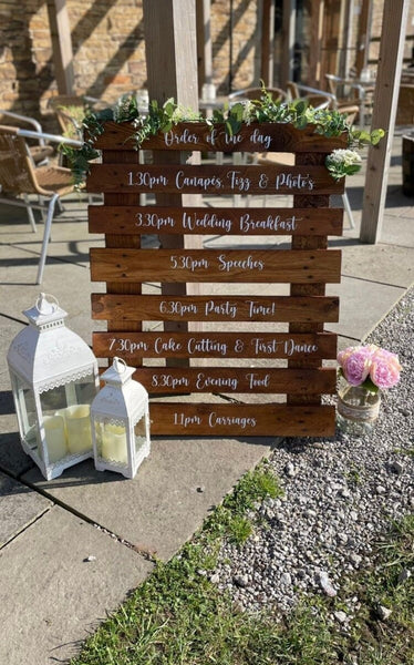 Full  order of the day 19.99 stickers 9 lines |Wedding timeline viny|wording for wooden pallet/mirror,diywedding sign pallet sign