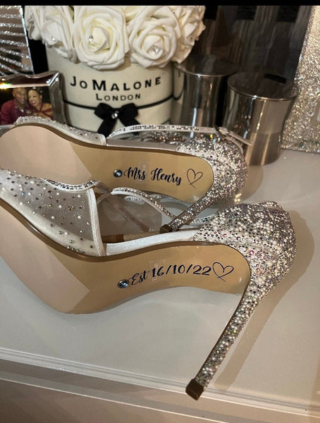 Custom Wedding Shoes Decal Name And Date Wedding Sticker Wedding Decal Bridal Shoes Decals. Mrs. Name Est. Date, something blue