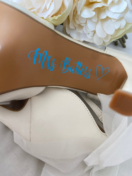 Custom Wedding Shoes Decal Name And Date Wedding Sticker Wedding Decal Bridal Shoes Decals. Mrs. Name Est. Date, something blue
