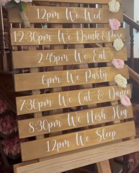 Full  order of the day 19.99 stickers 9 lines |Wedding timeline viny|wording for wooden pallet/mirror,diywedding sign pallet sign