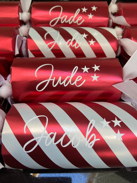 Christmas Cracker Stickers, Name Decals, DIY Labels, Glitter Decor, , Gift Stickers, Glass Decals. cracker sticker, bauble  name sticker