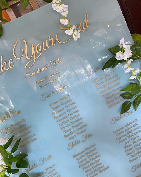Wedding Mirror seating  chart WITH FREE HEADING / Wedding Table Plan/ Wedding signs/ Wedding vinyl sticker/ Table Plan Decal/