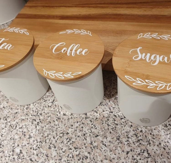 Tea coffee and sugar (set)labels with free wreath, pantry labels, Mrs Hinch, kitchen labels, kitchen stickers