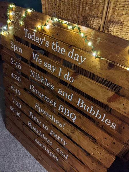 Full  order of the day 19.99 stickers 9 lines |Wedding timeline viny|wording for wooden pallet/mirror,diywedding sign pallet sign