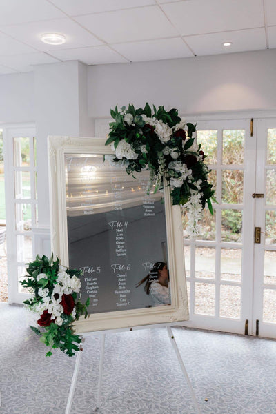Wedding Mirror seating  chart WITH FREE HEADING / Wedding Table Plan/ Wedding signs/ Wedding vinyl sticker/ Table Plan Decal/