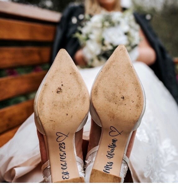 Custom Wedding Shoes Decal Name And Date Wedding Sticker Wedding Decal Bridal Shoes Decals. Mrs. Name Est. Date, something blue