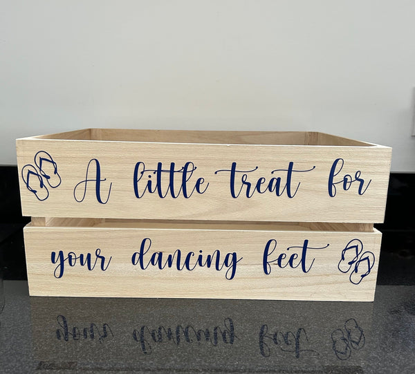DIY Wedding  Vinyl 'A little treat for your dancing feet', Flip Flop Box Sign, Wedding Sign, Personalised Wedding Sign Only box not included