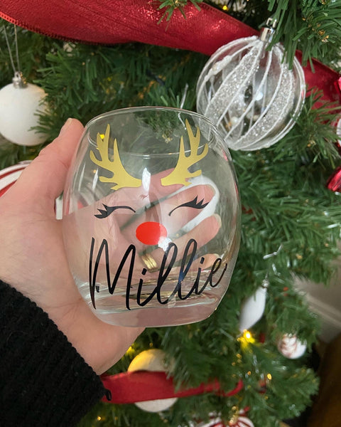 Christmas reindeer glass  sticker,Personalised Christmas glass vinyl labels