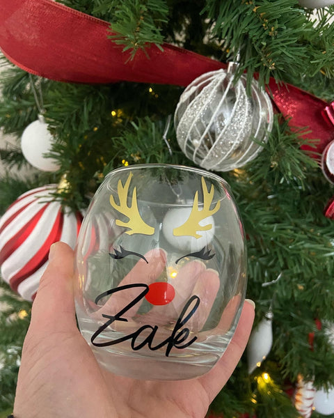 Christmas reindeer glass  sticker,Personalised Christmas glass vinyl labels
