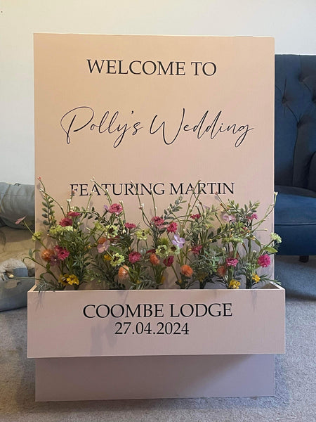 Flower box vinyl lettering, welcome sign, wedding signs, rustic signs.Custom Wedding Decal