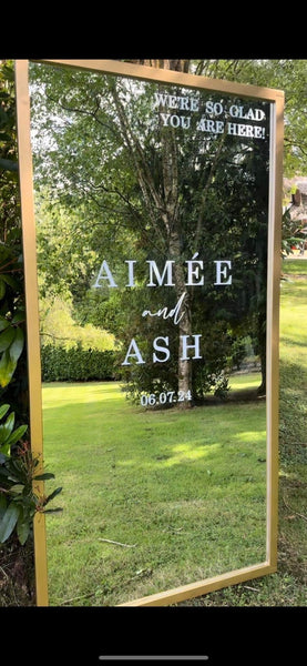 Selfie wedding Mirror Sticker - Personalised Names, Selfie Mirror, Guest Photos/Pictures, Vinyl Sticker for DIY Wedding Sign