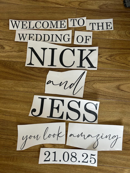 Selfie wedding Mirror Sticker - Personalised Names, Selfie Mirror, Guest Photos/Pictures, Vinyl Sticker for DIY Wedding Sign