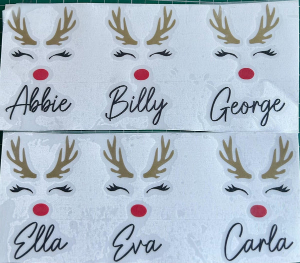 Christmas reindeer glass  sticker,Personalised Christmas glass vinyl labels