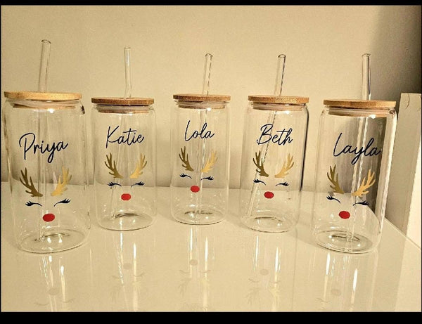Christmas reindeer glass  sticker,Personalised Christmas glass vinyl labels