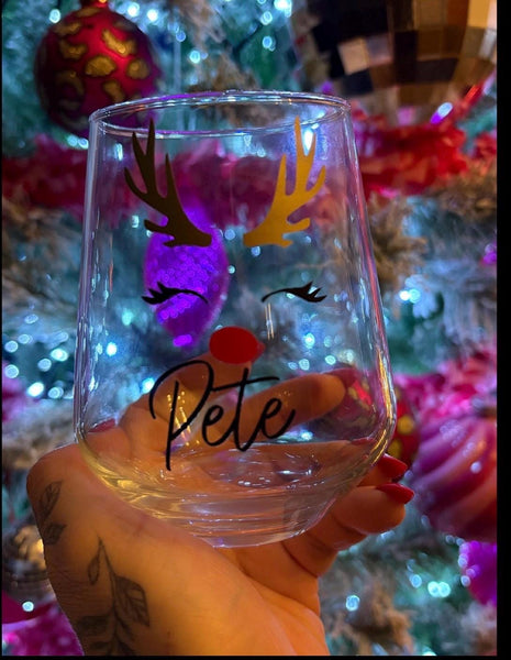 Christmas reindeer glass  sticker,Personalised Christmas glass vinyl labels