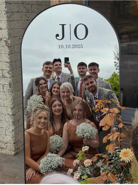 Personalised Initials Wedding Mirror Vinyl Decal,Selfie wedding Mirror Sticker  , Guest Photos Vinyl Sticker for DIY Wedding Sign