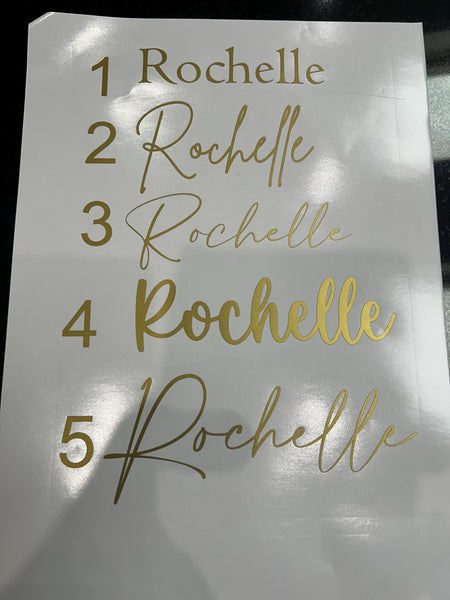 Wedding  Name Vinyl sticker  - Custom Name Vinyl Stickers - Wedding Decor label - Wine Glass Decal- Bridesmaid Box Decal - Name Stickers