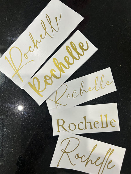 Wedding  Name Vinyl sticker  - Custom Name Vinyl Stickers - Wedding Decor label - Wine Glass Decal- Bridesmaid Box Decal - Name Stickers