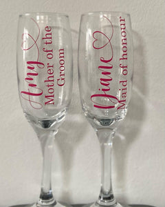 Wedding Glass Labels Name and Role, wedding glasss, bride, bridesmaid, vinyl stickers, hen do, stag do