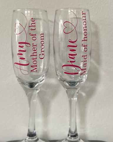 Wedding Glass Labels Name and Role, wedding glasss, bride, bridesmaid, vinyl stickers, hen do, stag do