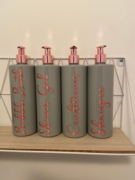 Personalized  Grey and Rose gold 500ml  pump bottle