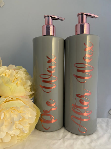 Personalized  Grey and Rose gold 500ml  pump bottle
