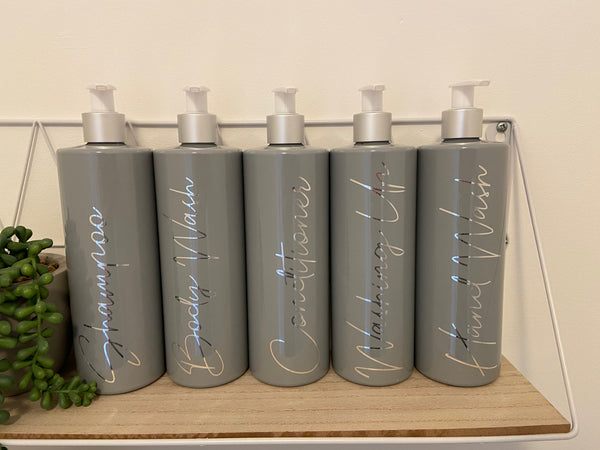 Personalized  Grey and silver 500ml  pump bottle
