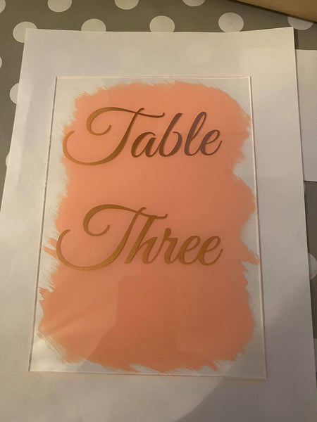 Wedding table numbers or names