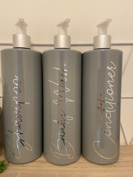 Personalized  Grey and silver 500ml  pump bottle