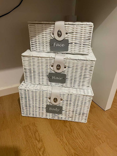 2 Loop Hole storage basket Tags - Wicker Basket Label Tag, Storage Box Stickers, Personalised Labels, loop tags