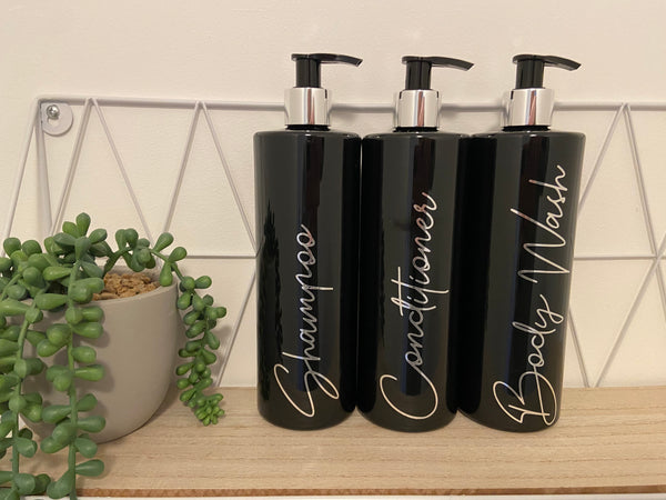 Personalized Black and chrome  500ml  pump bottle