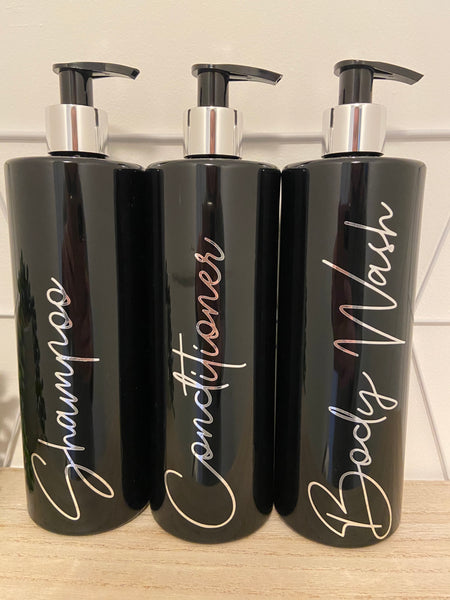 Personalized Black and chrome  500ml  pump bottle