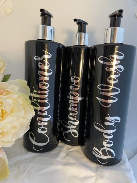 Personalized Black and chrome  500ml  pump bottle