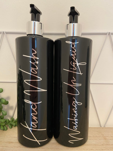 Personalized Black and chrome  500ml  pump bottle