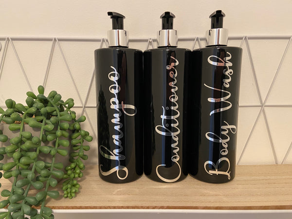 Personalized Black and chrome  500ml  pump bottle