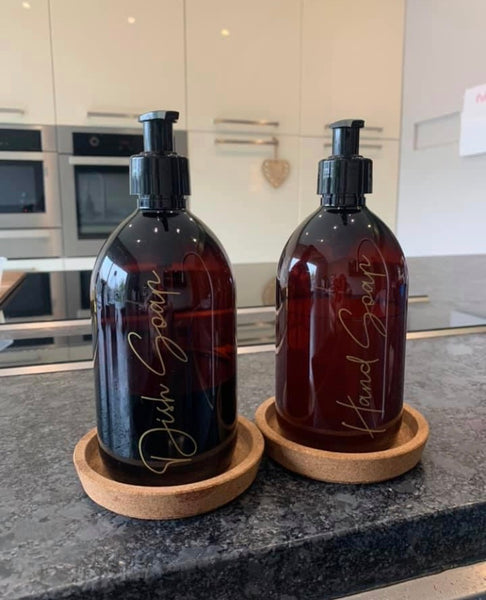 Personalised Amber 500ml dispenser bottle