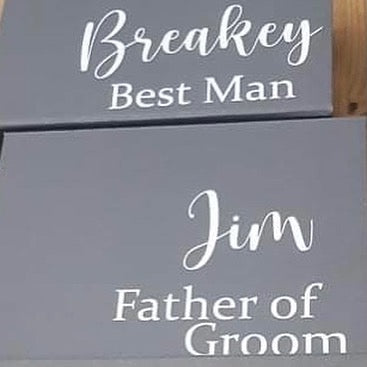 Wedding Day Gift Box  Name and Role Labels with or without heart