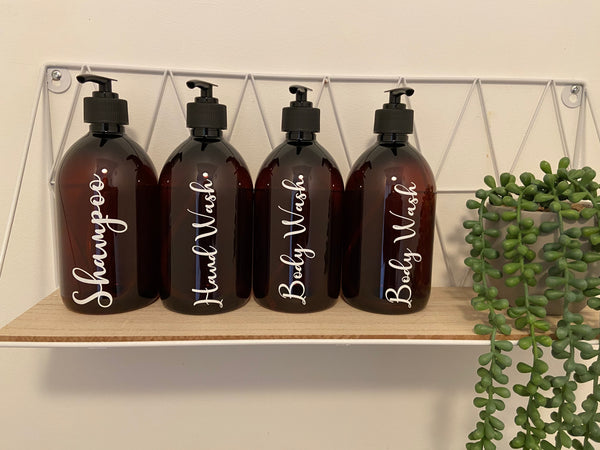 Personalised Amber 500ml dispenser bottle