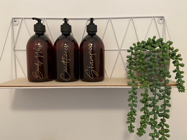 Personalised Amber 500ml dispenser bottle
