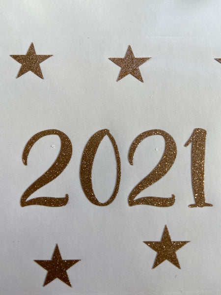 New years Eve glass 2022 glass decals with stars