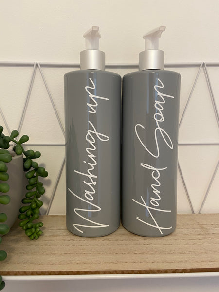 Personalized  Grey and silver 500ml  pump bottle