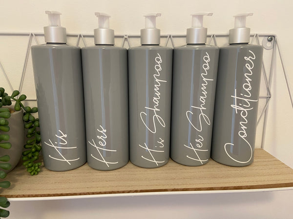 Personalized  Grey and silver 500ml  pump bottle