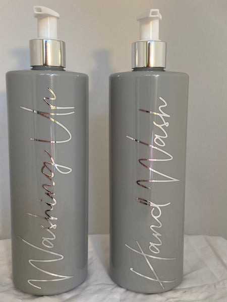 Personalized  Grey and silver 500ml  pump bottle