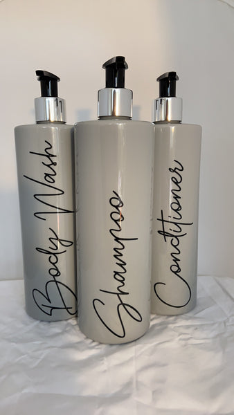 Personalized  Grey ,silver and black   500ml  pump bottle