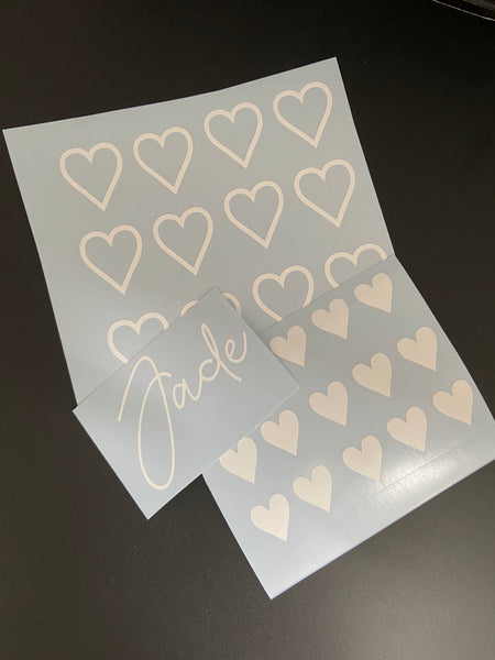 Personlised cup sticker with Hearts