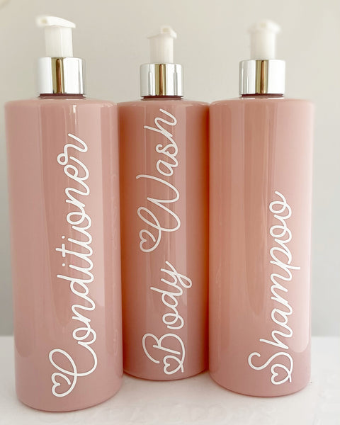Personalized  Pink and silver  500ml  pump bottle